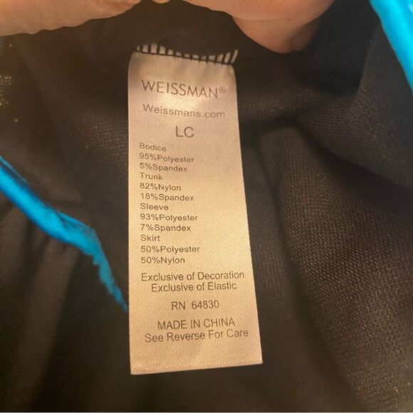 WEISSMAN Dance costume feather teal sequins sassy A Deeper Love 14471 LC child - Picture 10 of 12